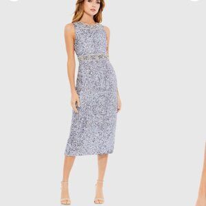 Mac Duggal Embellished Sequined Sleeveless Midi Dress Sz 0